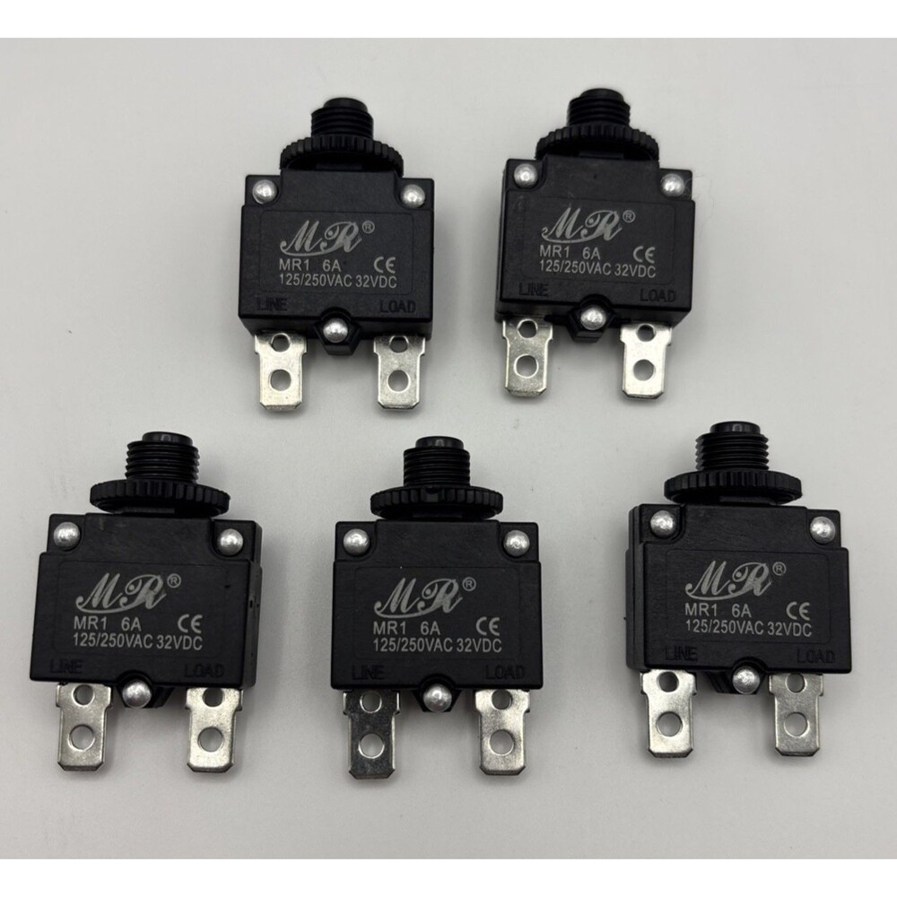 5pcs Overload Protector AC 125/250V 6A Push Button Reset Circuit Breaker